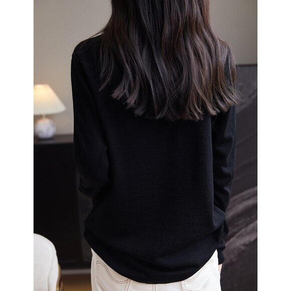 Women's Merino Wool Base Layer Top V Neck Long Sleeve Travel Hiking Tee - Picture 6 of 6